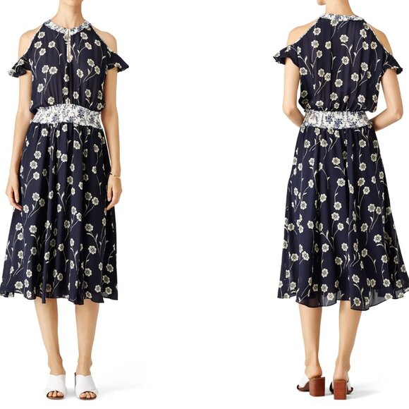 10 Crosby Derek Lam Dresses & Skirts - 10 Crosby Derek Lam Silk Midnight Cold Shoulder Dress Size 4